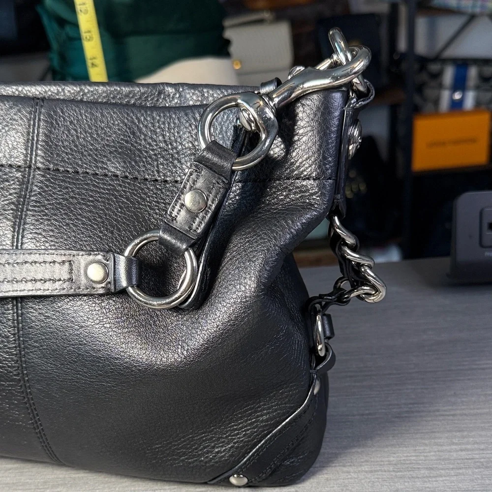 Coach Dark Gray/Black Leather Hobo Shoulder Bag - Picture 8 of 15